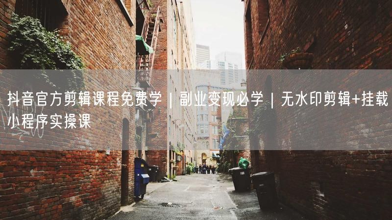 抖音官方剪辑课程免费学｜副业变现必学｜无水印剪辑+挂载小程序实操课